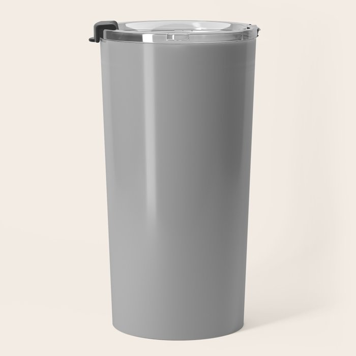 Quick Silver Gray Solid Color Plain Neutral Earth Tone  Travel Mug Gallery Image 3