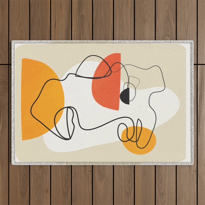 Abstract Face Line Design 03 Outdoor Rug Gallery Image 1