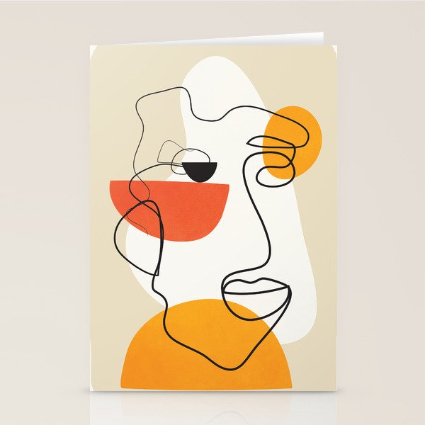 Abstract Face Line Design 03 Stationery Card Gallery Image 1