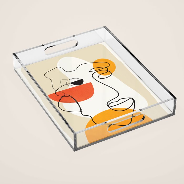 Abstract Face Line Design 03 Acrylic Tray Gallery Image 1