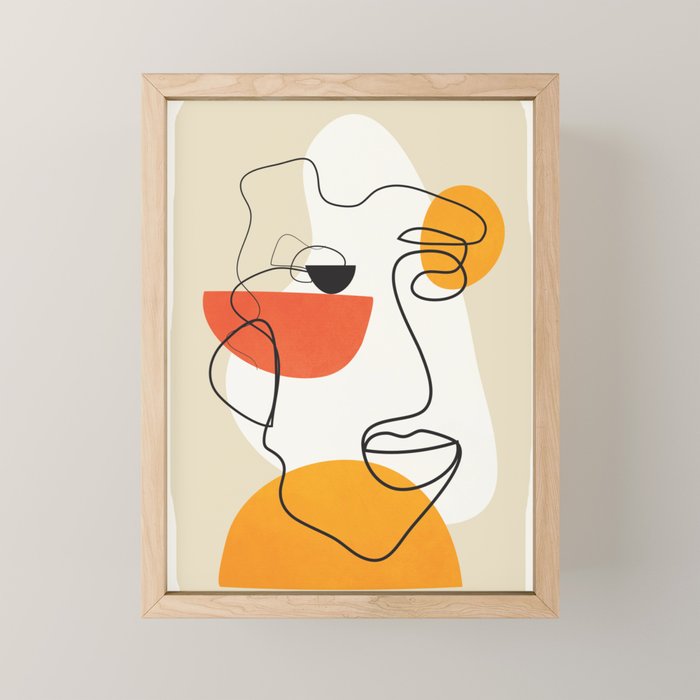 Abstract Face Line Design 03 Mini Art Print Gallery Image 1