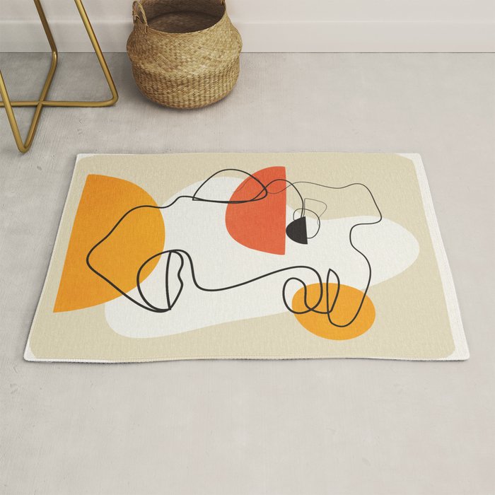 Abstract Face Line Design 03 Rug Gallery Image 1
