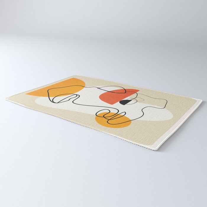 Abstract Face Line Design 03 Rug Gallery Image 3