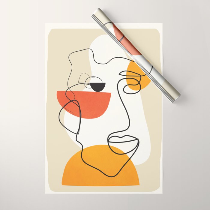 Abstract Face Line Design 03 Wrapping Paper Gallery Image 1