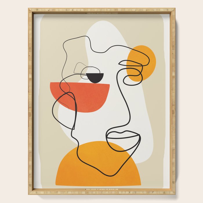 Abstract Face Line Design 03 Serving Tray Gallery Image 1
