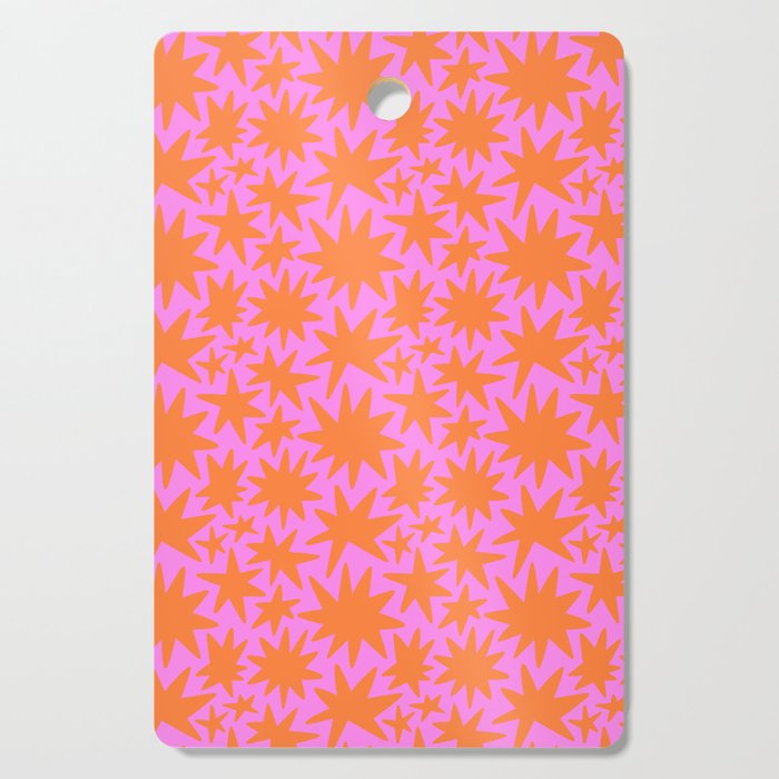 Abstract retro pink star shape pattern Cutting Board Gallery Image 1