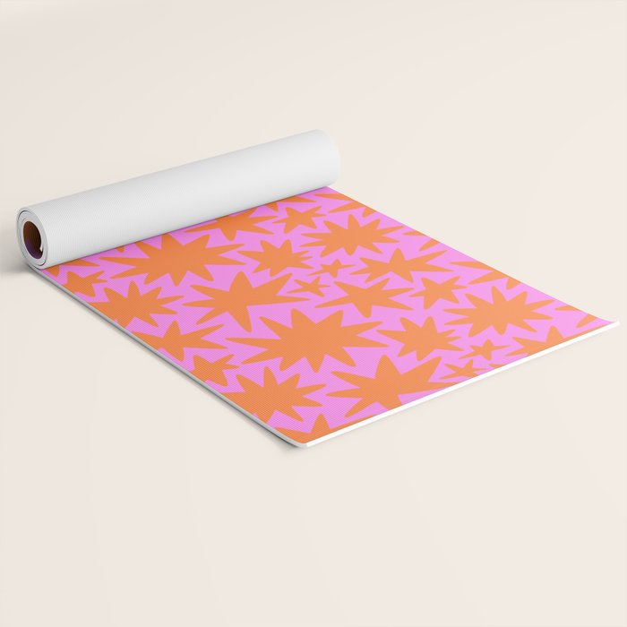 Abstract retro pink star shape pattern Yoga Mat Gallery Image 2