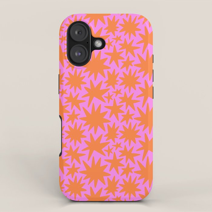 Abstract retro pink star shape pattern iPhone Case Gallery Image 1
