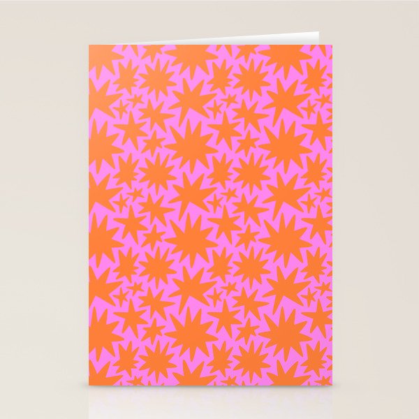 Abstract retro pink star shape pattern Stationery Card Gallery Image 1