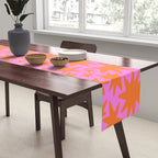 Abstract retro pink star shape pattern Table Runner Gallery Image 2