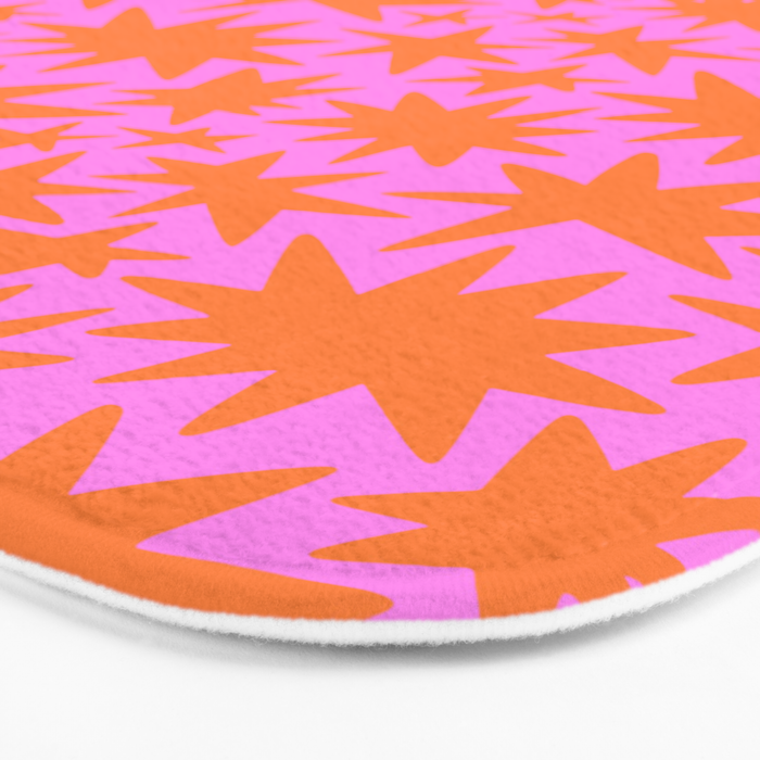 Abstract retro pink star shape pattern Bath Mat Gallery Image 3