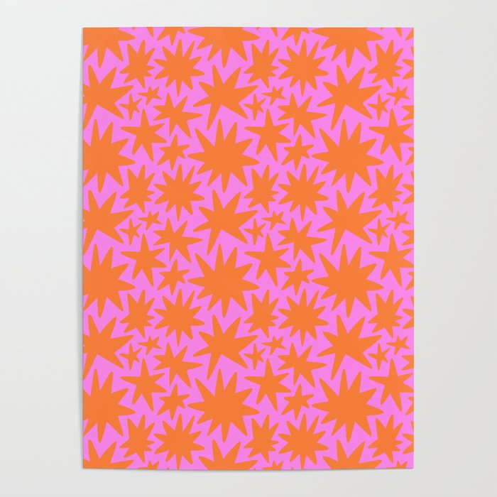 Abstract retro pink star shape pattern Poster Gallery Image 1