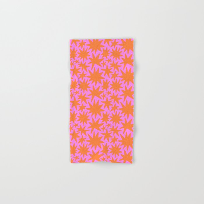 Abstract retro pink star shape pattern Bath Towel Gallery Image 1