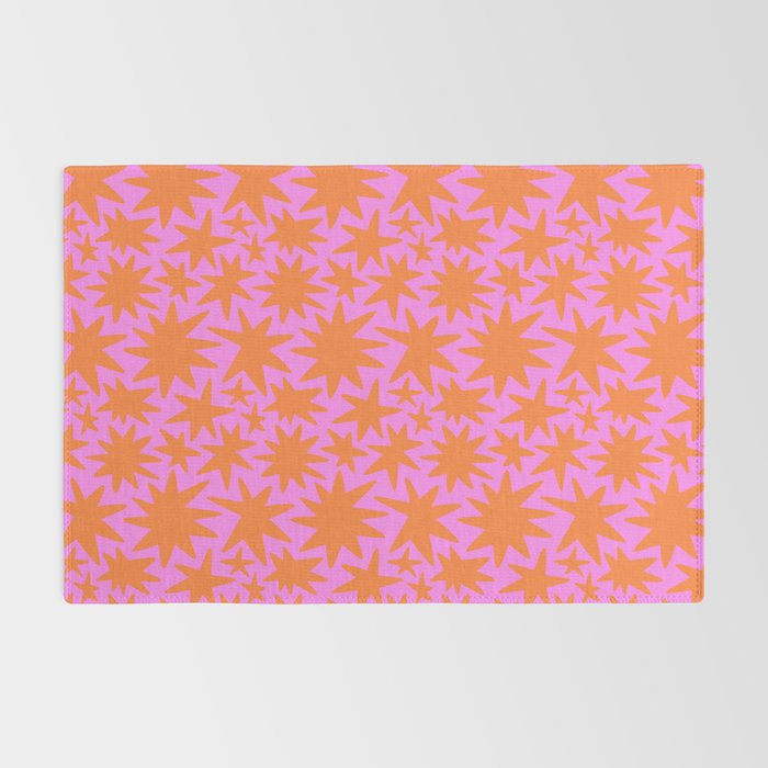 Abstract retro pink star shape pattern Rug Gallery Image 2