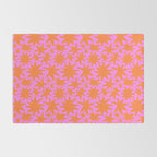 Abstract retro pink star shape pattern Rug Gallery Image 2