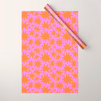 Abstract retro pink star shape pattern Wrapping Paper Gallery Image 1
