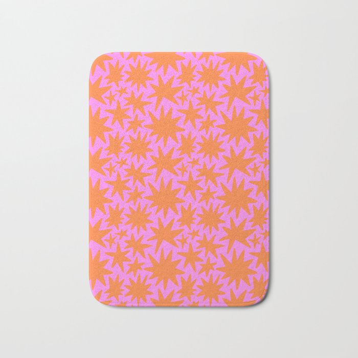 Abstract retro pink star shape pattern Bath Mat Gallery Image 1