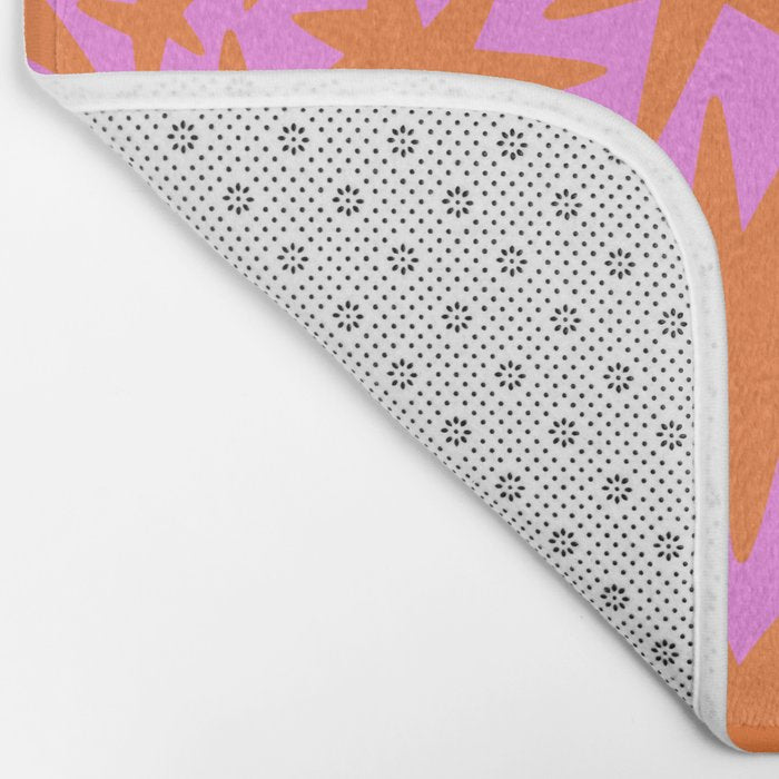 Abstract retro pink star shape pattern Bath Mat Gallery Image 2
