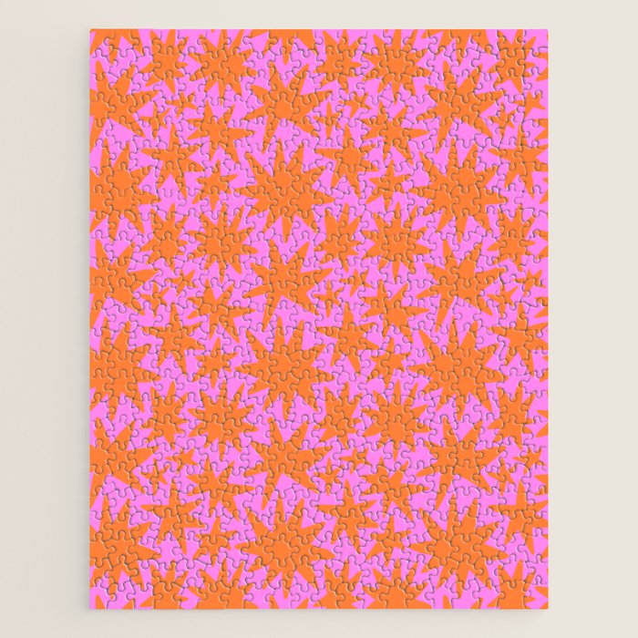 Abstract retro pink star shape pattern Jigsaw Puzzle Gallery Image 1
