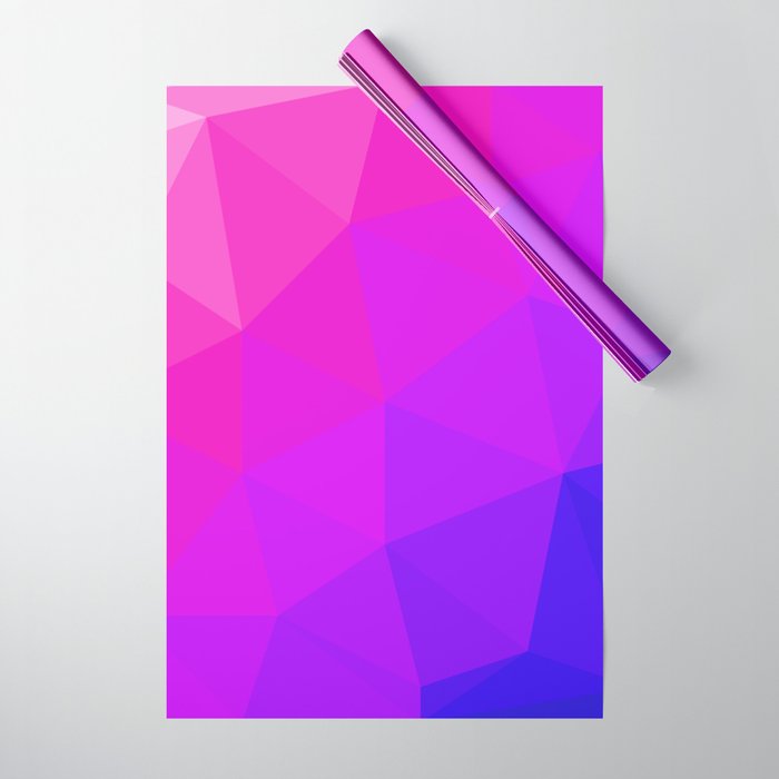 Magenta and Violet Low Poly Pattern Wrapping Paper Gallery Image 1