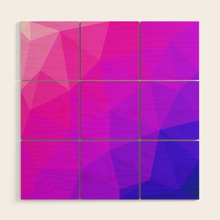 Magenta and Violet Low Poly Pattern Wood Wall Art Gallery Image 1