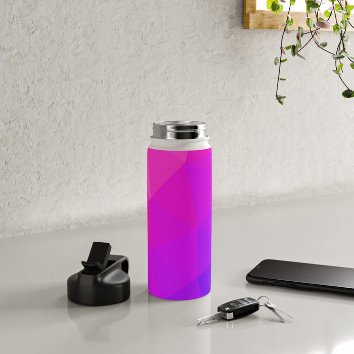 Magenta and Violet Low Poly Pattern Water Bottle Gallery Image 4