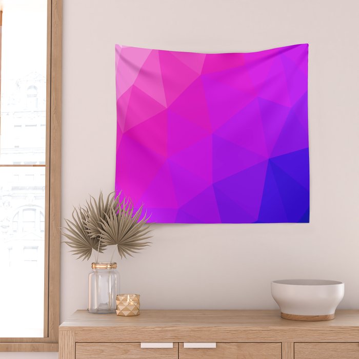 Magenta and Violet Low Poly Pattern Wall Tapestry Gallery Image 2