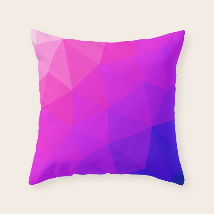 Magenta and Violet Low Poly Pattern Throw Pillow Gallery Image 1