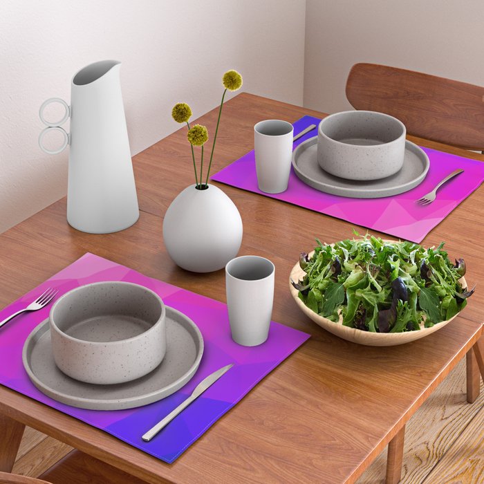 Magenta and Violet Low Poly Pattern Placemat Gallery Image 2