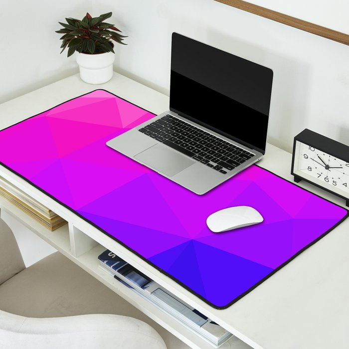 Magenta and Violet Low Poly Pattern Desk Mat Gallery Image 2