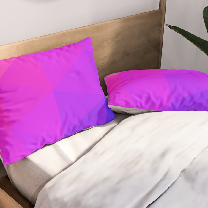 Magenta and Violet Low Poly Pattern Pillow Sham Gallery Image 2