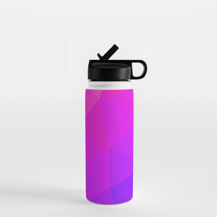 Magenta and Violet Low Poly Pattern Water Bottle Gallery Image 1