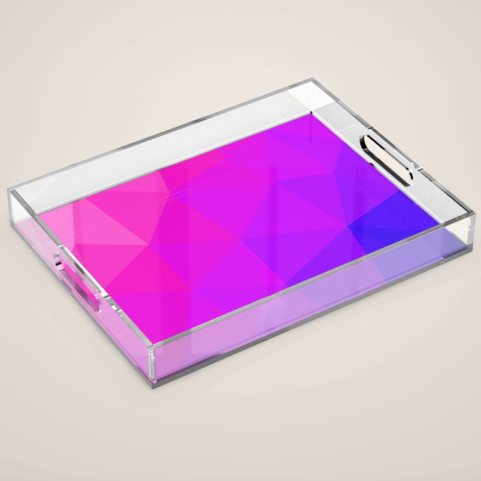 Magenta and Violet Low Poly Pattern Acrylic Tray Gallery Image 1