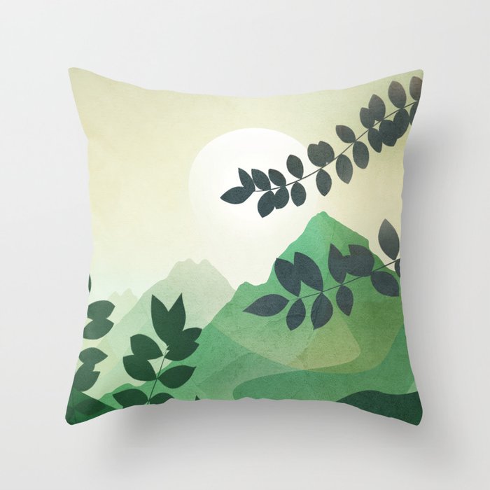 Green Mountains Throw Pillow Gallery Image 1