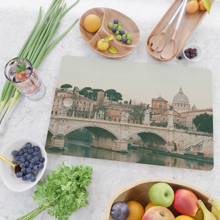 Ponte Vittorio Emanuele Bridge at Sunset - Rome Travel Photography Art Print | Italy Cutting Board Gallery Image 2