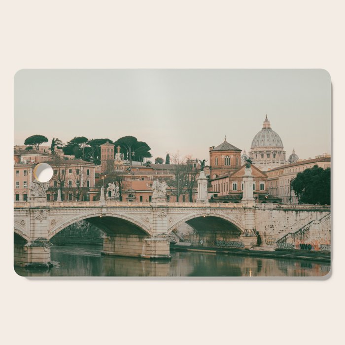 Ponte Vittorio Emanuele Bridge at Sunset - Rome Travel Photography Art Print | Italy Cutting Board Gallery Image 1