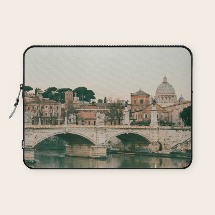 Ponte Vittorio Emanuele Bridge at Sunset - Rome Travel Photography Art Print | Italy Laptop Sleeve Gallery Image 1