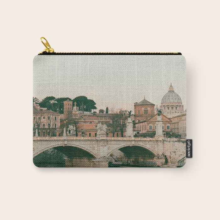 Ponte Vittorio Emanuele Bridge at Sunset - Rome Travel Photography Art Print | Italy Carry All Pouch Gallery Image 1