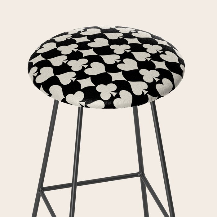 Card Suit Motifs I Black and White Stool Gallery Image 2