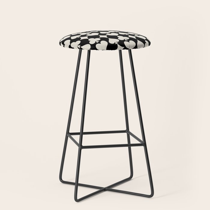Card Suit Motifs I Black and White Stool Gallery Image 1