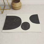 Black & White Minimalist Abstract Shapes Patterns Black Ink Painting Rug Gallery Image 1