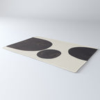 Black & White Minimalist Abstract Shapes Patterns Black Ink Painting Rug Gallery Image 3