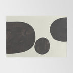 Black & White Minimalist Abstract Shapes Patterns Black Ink Painting Rug Gallery Image 2