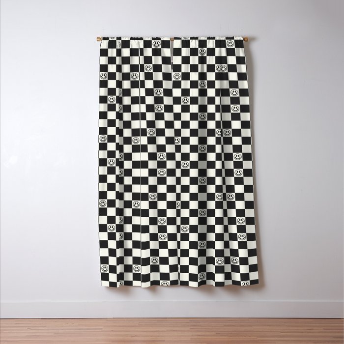 Smiley Face & Checkerboard  Window Curtain Gallery Image 3