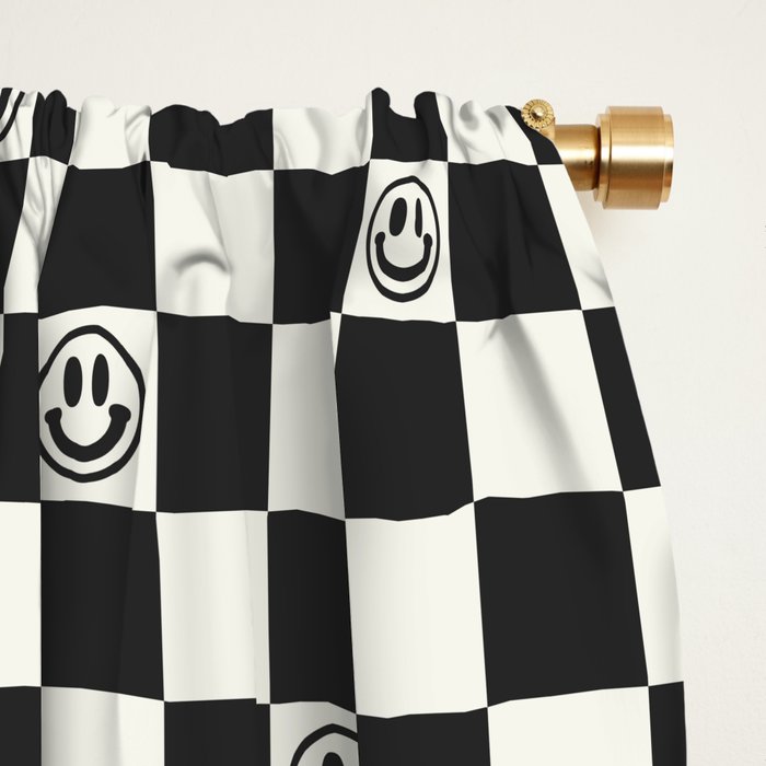 Smiley Face & Checkerboard  Window Curtain Gallery Image 2