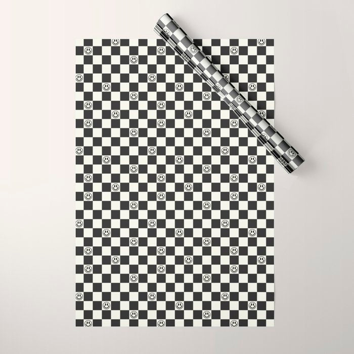 Smiley Face & Checkerboard  Wrapping Paper Gallery Image 1