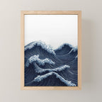 Japanese Wall Art Wave Poster Ocean Wall Art Minimalist Print Blue Japandi Art Wabi Sabi Painting Mini Art Print Gallery Image 1