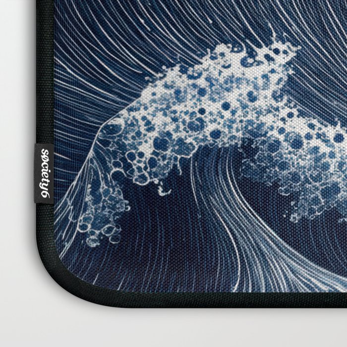 Japanese Wall Art Wave Poster Ocean Wall Art Minimalist Print Blue Japandi Art Wabi Sabi Painting Laptop Sleeve Gallery Image 3