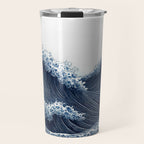 Japanese Wall Art Wave Poster Ocean Wall Art Minimalist Print Blue Japandi Art Wabi Sabi Painting Travel Mug Gallery Image 1