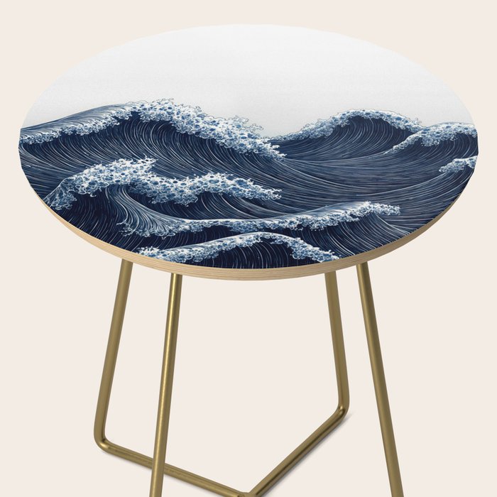 Japanese Wall Art Wave Poster Ocean Wall Art Minimalist Print Blue Japandi Art Wabi Sabi Painting Side Table Gallery Image 2